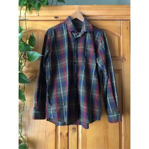 Alan Flusser Men's Plaid Button Up Long Sleeve Shirt  SZ L